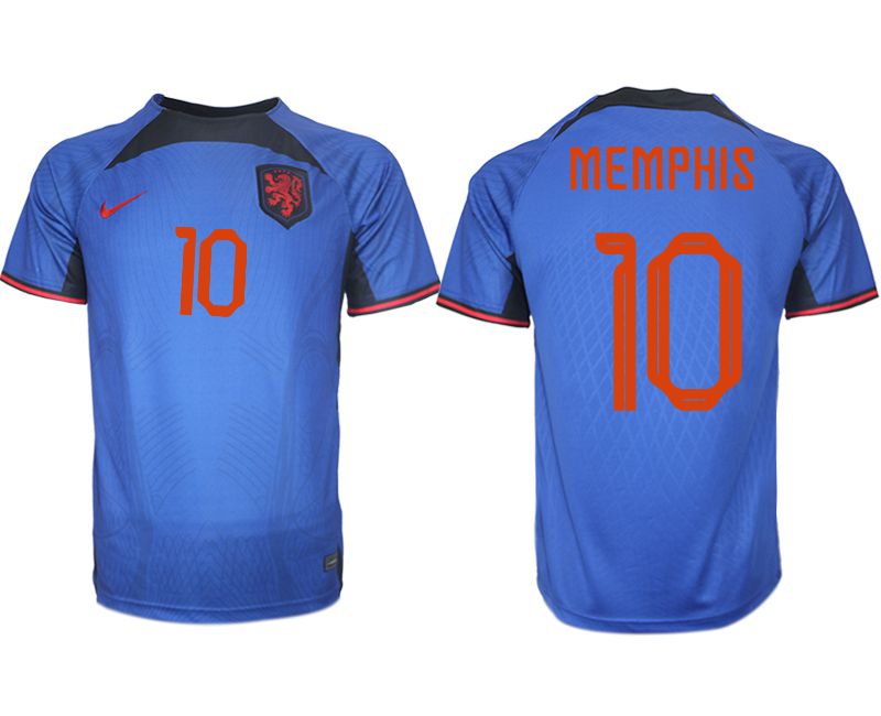 Men 2022 World Cup National Team Netherlands away aaa version blue #10 Soccer Jersey->customized soccer jersey->Custom Jersey
